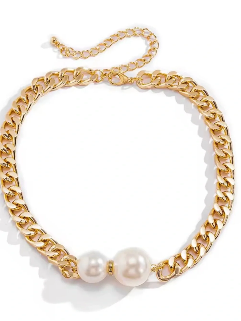 Anthropologie Gold Chain Choker with Pearl Duo
